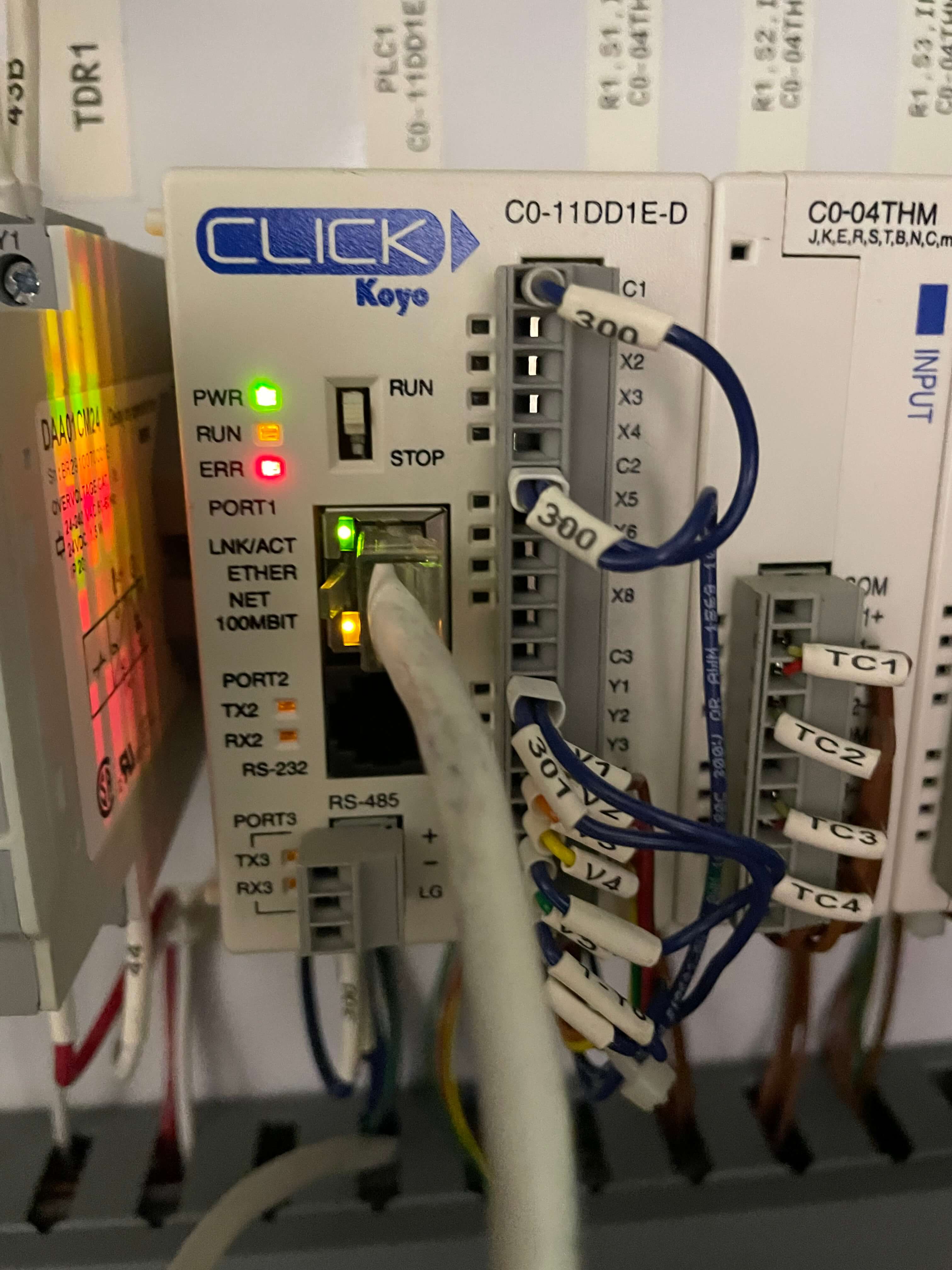 PLC automation controller with thermocouple inputs