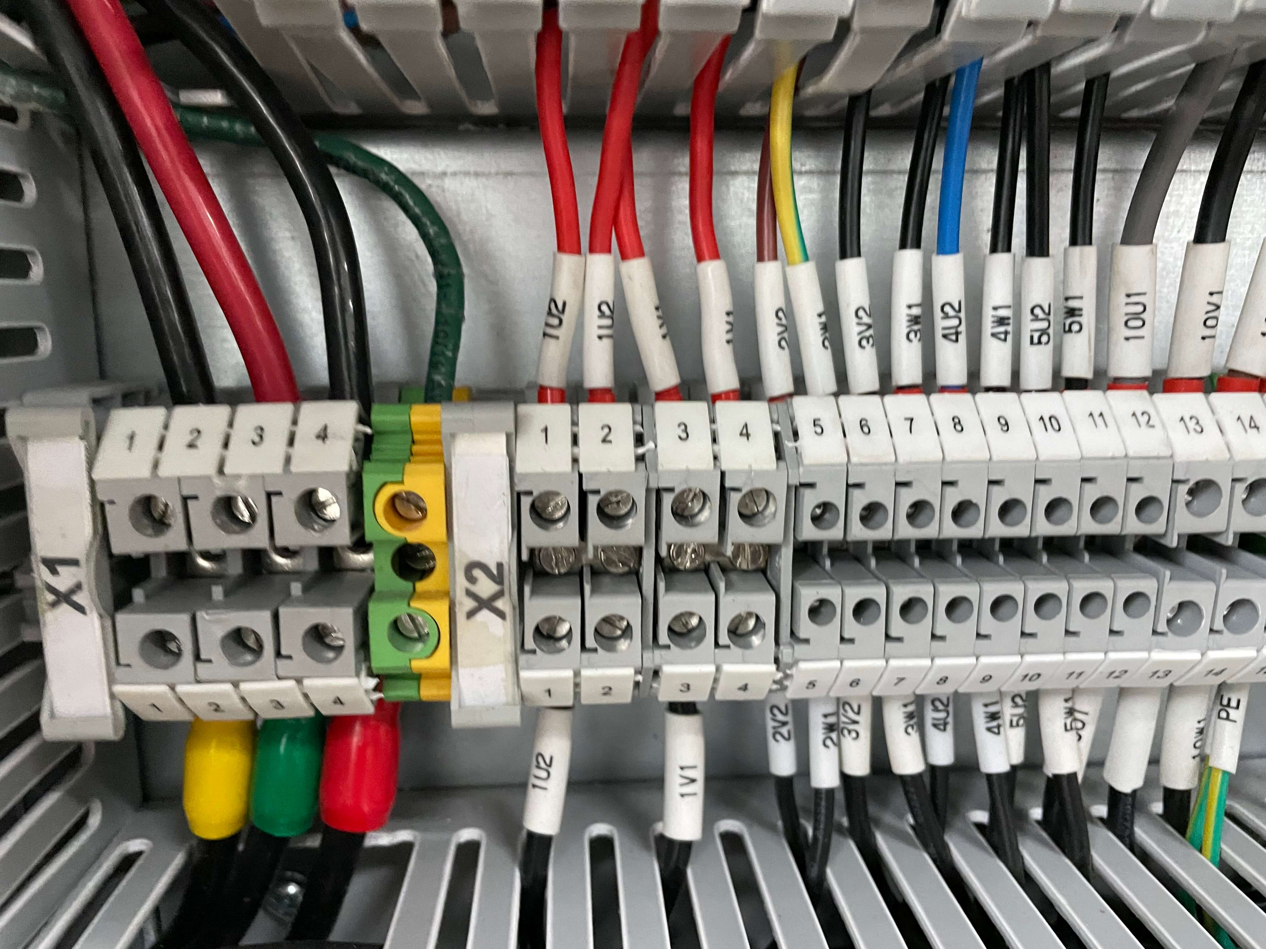 Precision wired terminal blocks in electrical panel